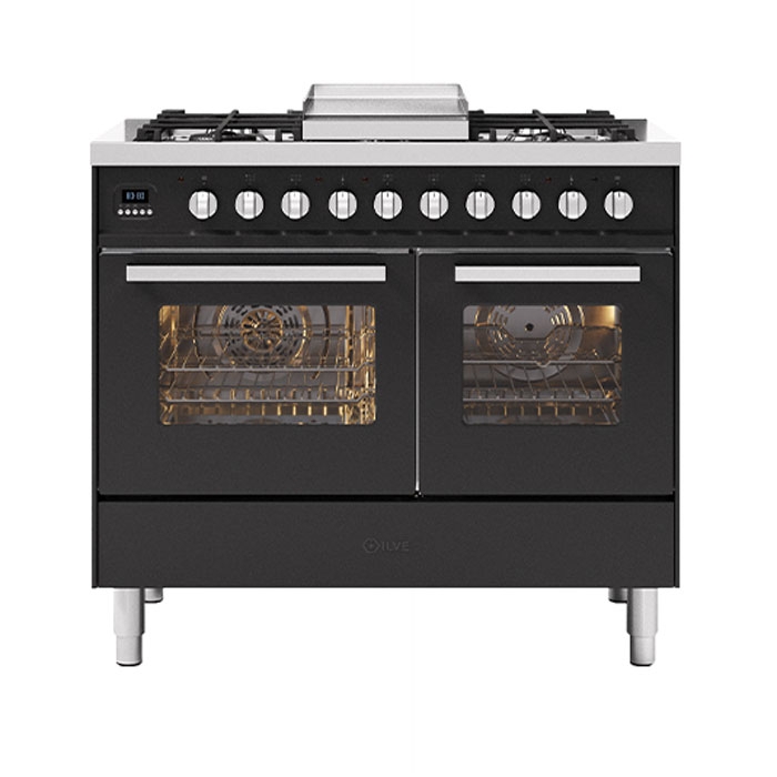 ILVE Torina 100cm Twin Cavity Dual Fuel Range Cooker, Matt Graphite