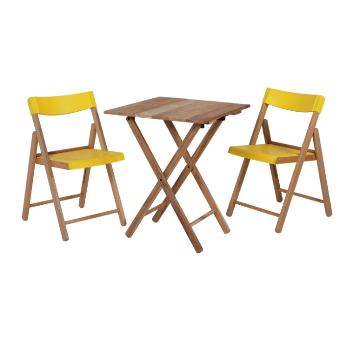 Tramontina Potenza 3 Piece Folding Bistro Set, Yellow