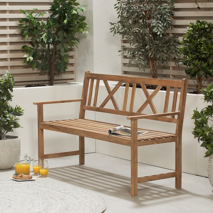 Pacific Lifestyle Cambridge 3 Seat Wooden Bench, Light Teak