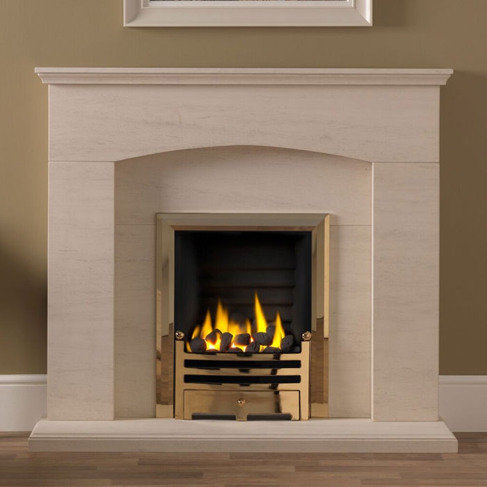 Gallery Cartmel 48" Portuguese Limestone Fireplace Suite