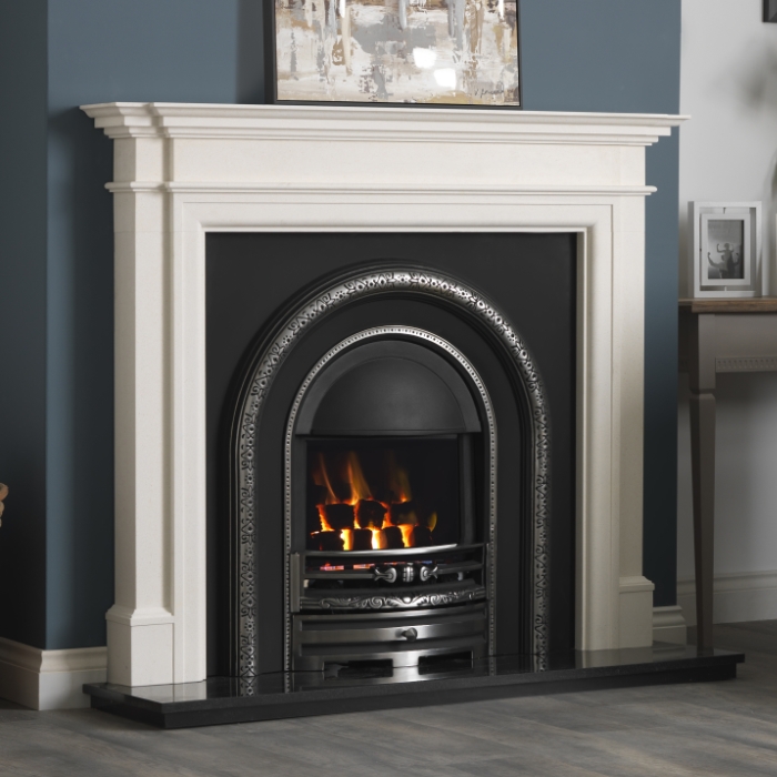 Bartello White Limestone Fireplace Surround