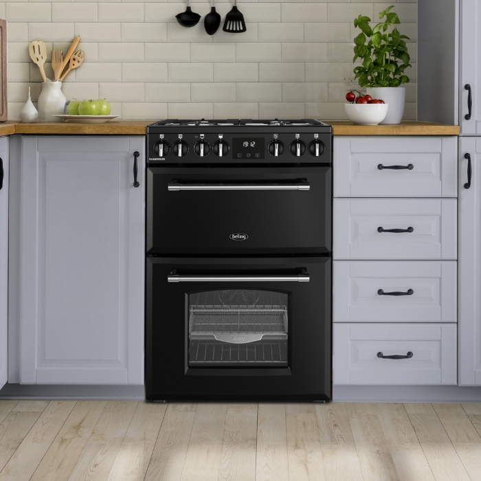 Belling Farmhouse 60DF Dual Fuel Cooker, Black