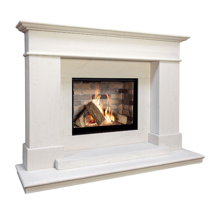 Brick Effect Boticelli Celena 54" Limestone Fireplace Suite