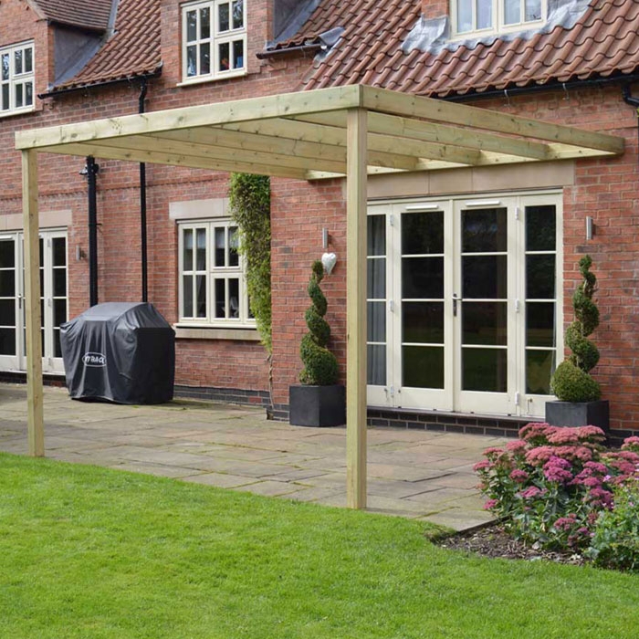 Lean to Box Pergola, Light Green