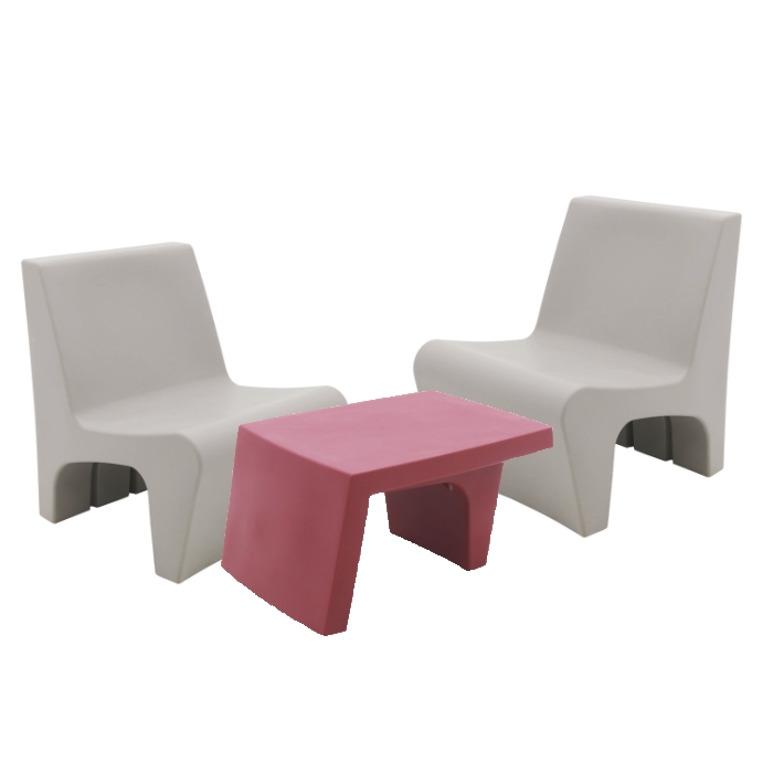 Tramontina Berta 3 Piece Lounge Set, Concrete/Burgundy