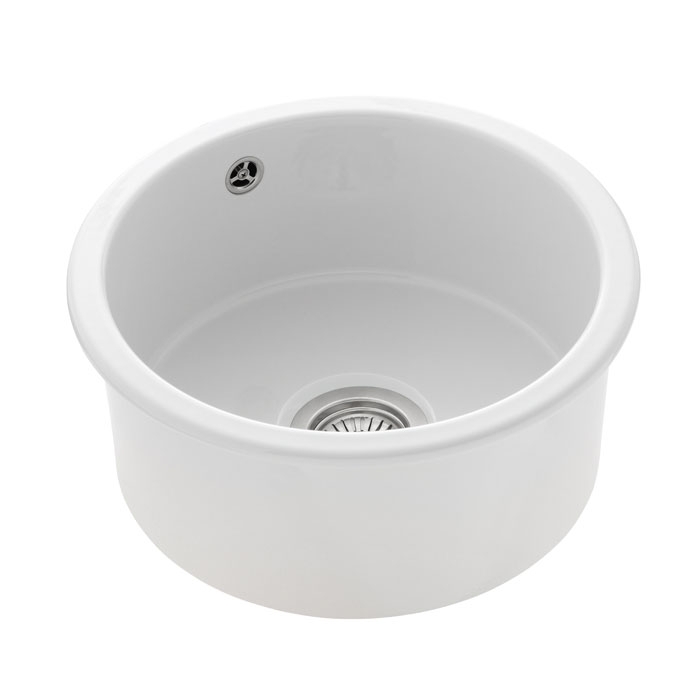 Rustique Belfast CRUB385WH/ Round Ceramic Sink Side View