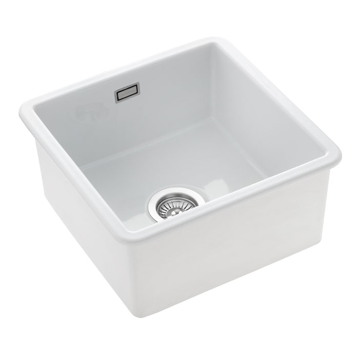 Rustique Belfast CRUB4040WH/ Ceramic Sink Angled