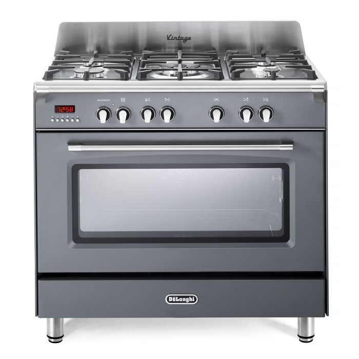 DeLonghi DVRS 916-DF/SLATE 90cm Vintage Single Cavity Slate Dual Fuel Range Cooker