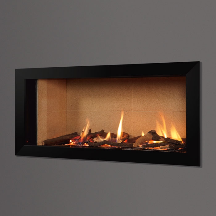  Eden Elite Slimline Hole in the Wall Gas Fire, Black Trim, Vermiculite Liner