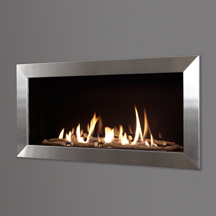 Eden Elite Slimline Hole in the Wall Balanced Flue Gas Fire, Silver Trim