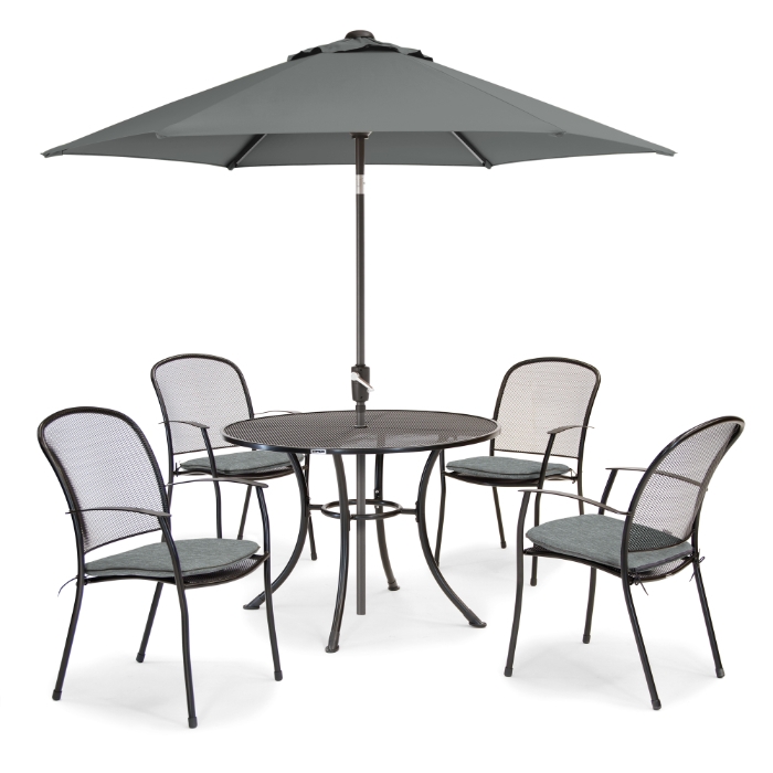 Kettler Caredo Mesh 4 Seat Dining Set, Slate