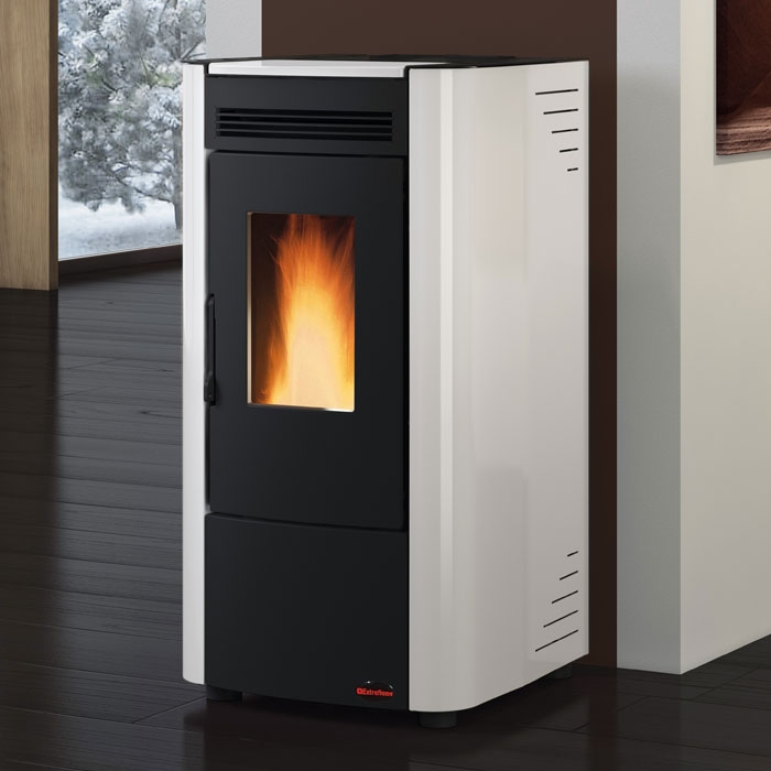 La Nordica Ketty Pellet Stove White with Black Door Room