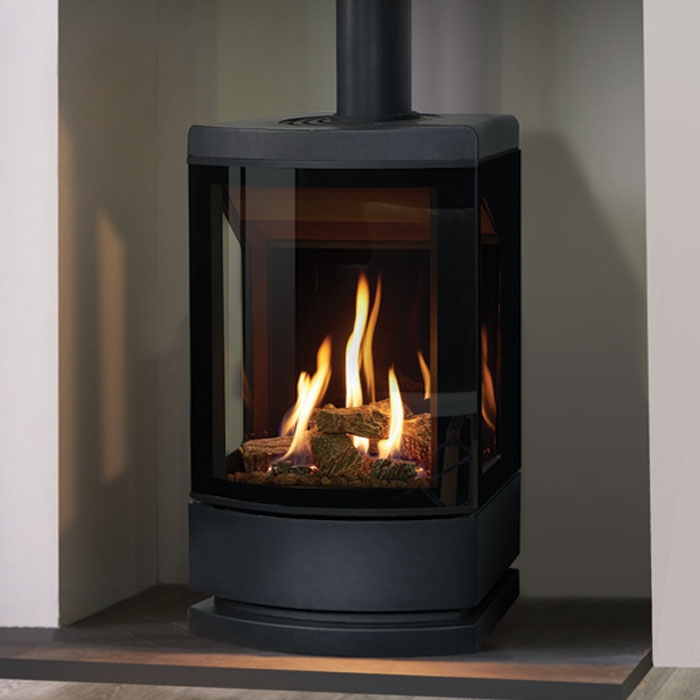 Gazco Loft Balanced Flue Steel Graphite Plinth