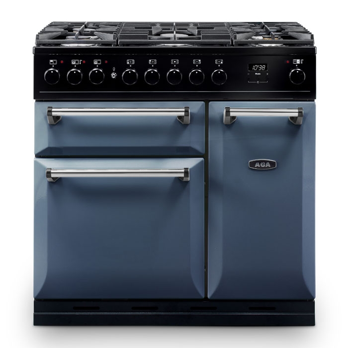 AGA Masterchef Deluxe 90cm Dual Fuel Range Cooker, Dartmouth Blue