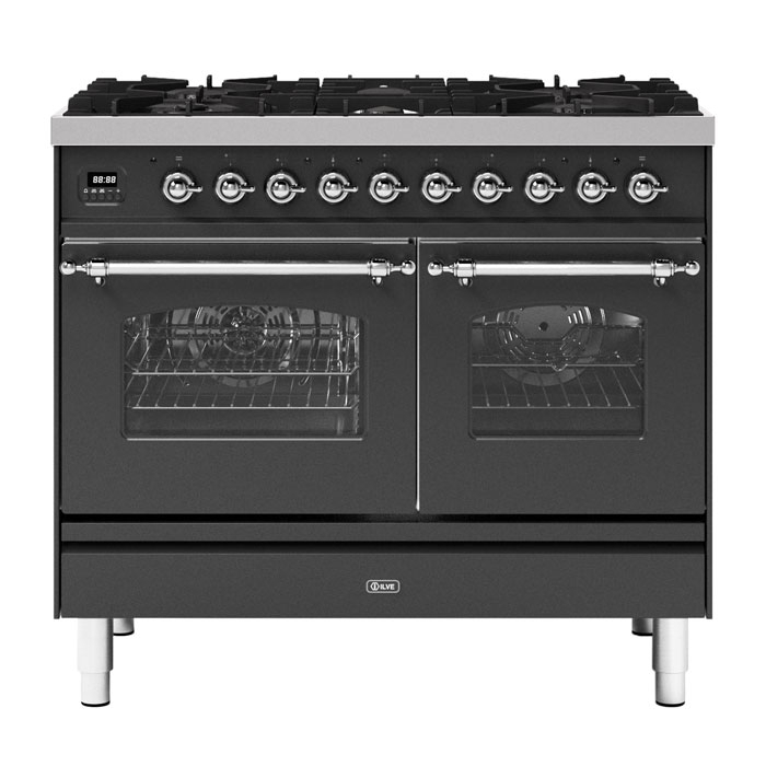 ILVE Milano 100cm Twin Cavity Dual Fuel Range Cooker, Matt Graphite