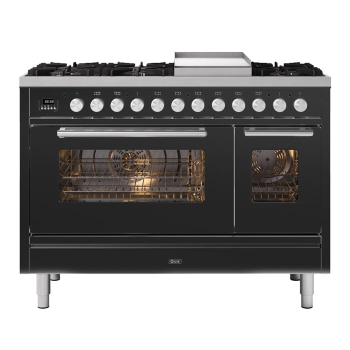 ILVE Roma 120cm Fry Top Twin Cavity Dual Fuel Range Cooker, Matt Graphite