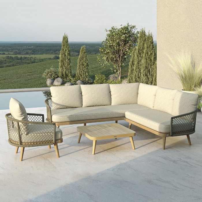 Maze Bali Corner Sofa Set with Lounge Chair