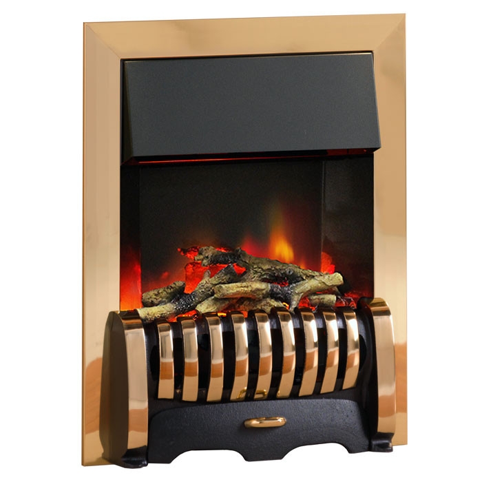 PureGlow Media Illusion Brass Electric Fire Log Effect