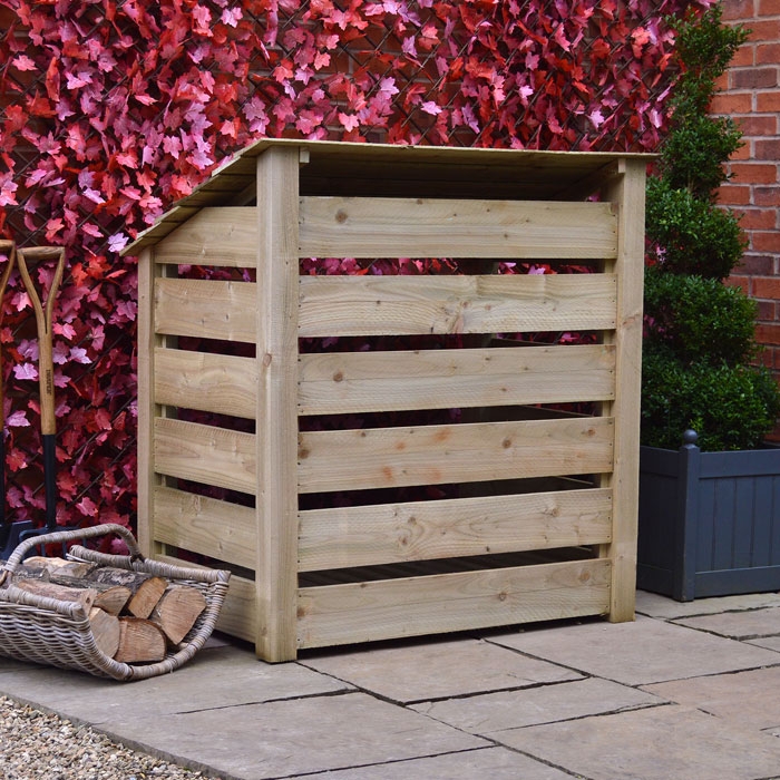 Reversed Roof Greetham 4ft Log Store, Slatted Sides