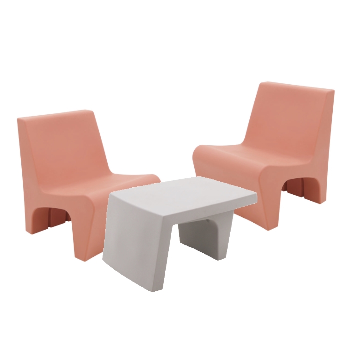 Tramontina Berta 3 Piece Lounge Set, Orange/Concrete