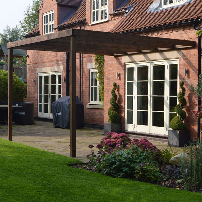 Lean to Box Pergola, Rustic Brown