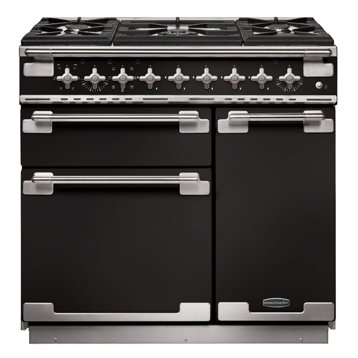 Rangemaster Elise 90cm Gloss Black Dual Fuel Range Cooker