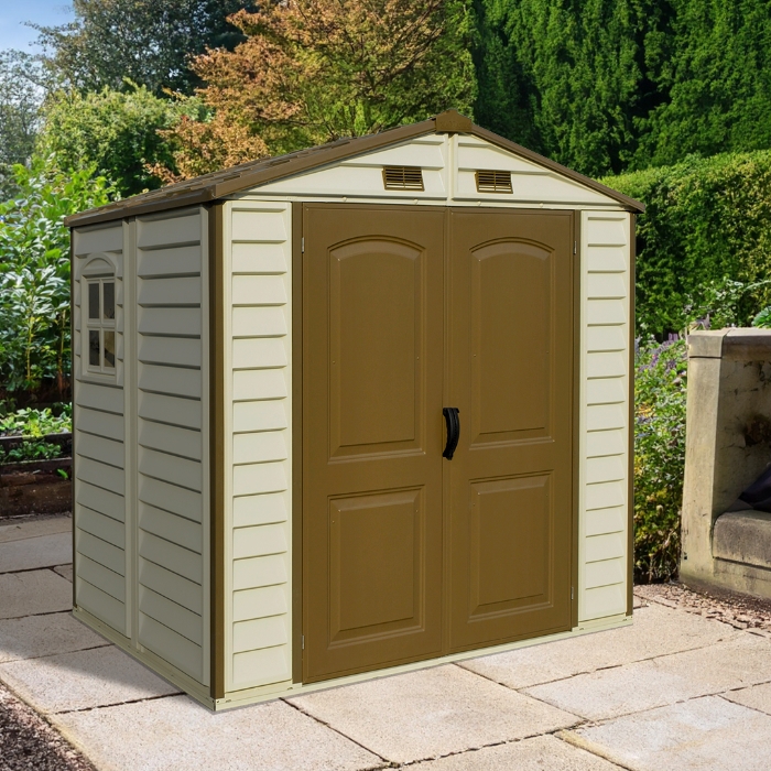 Saffron StoreAll 8x6m Ivory/Brown Vinyl Shed