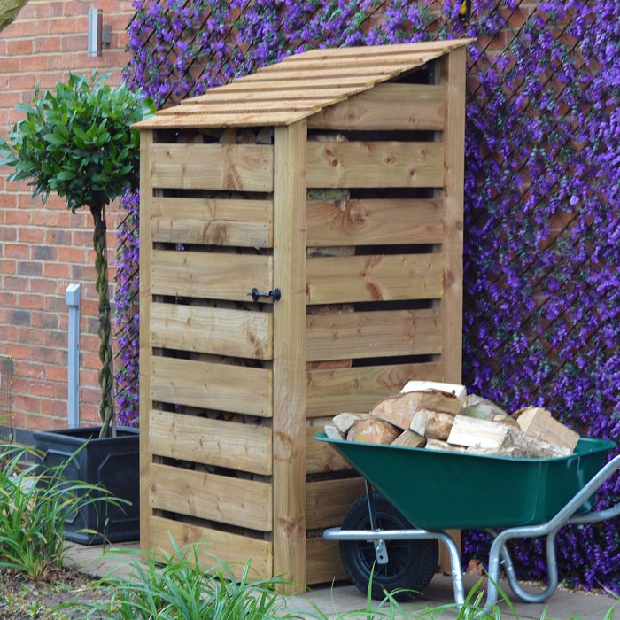 Burley 6ft Log Store with Slatted Door, Rustic Brown