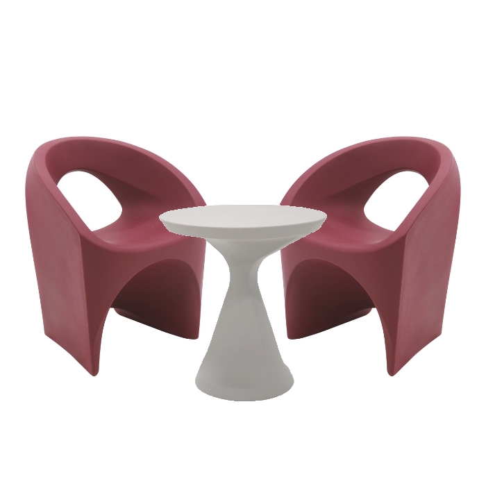 Tramontina Jet 3 Piece Lounge Set, Burgundy/Concrete