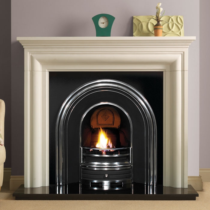 PureGlow Wenlock Agean Limestone Surround with Langley Cast Iron Arch