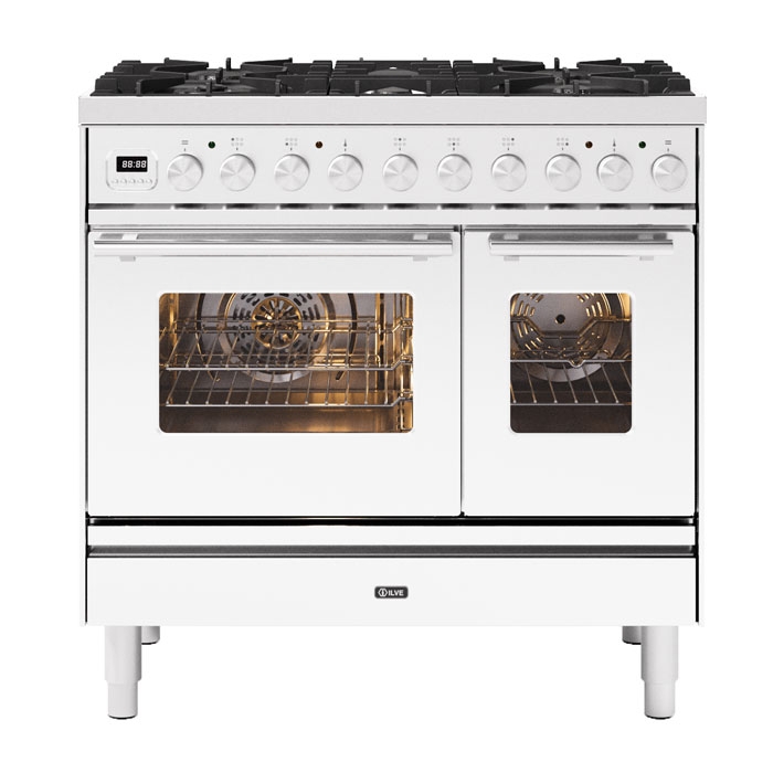 ILVE Roma 90cm Twin Cavity Dual Fuel Range Cooker, White