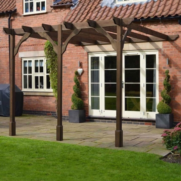 Premium Lean to Pergola, Rustic Brown