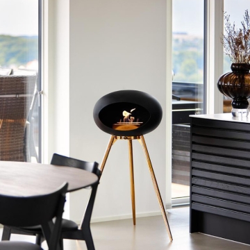 Le Feu Ground Wood Bioethanol Fireplace, Black/Rose Gold