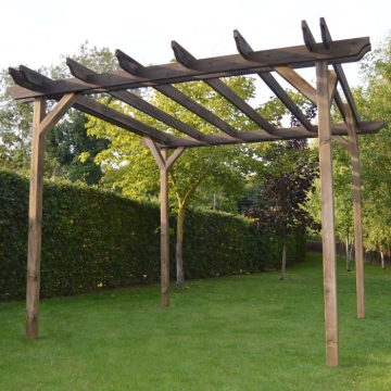 Double Garden Pergola - 4 Post, Rustic Brown