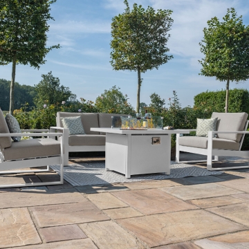 Maze Amalfi 2 Seat Sofa Set With Square Fire Pit Table, White