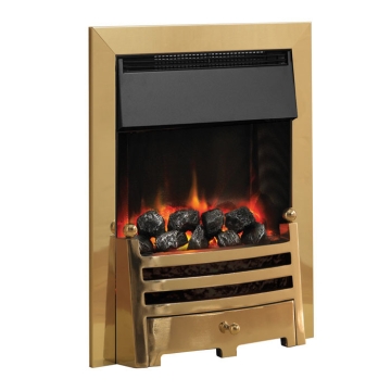 PureGlow Bauhaus Illusion Brass Electric Fire Coal Effect