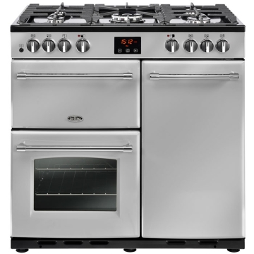 Belling Farmhouse 90DFT Silver 90cm Dual Fuel Range Cooker