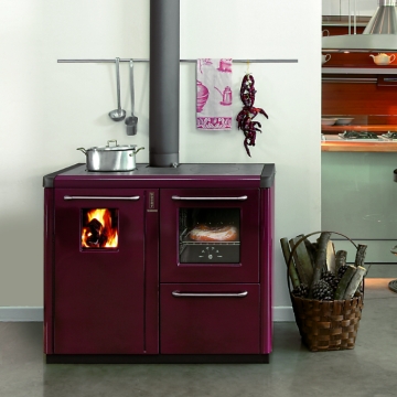 Thermorossi Bosky F30 EV05 Wood Burning Boiler Cooker, Bordeaux