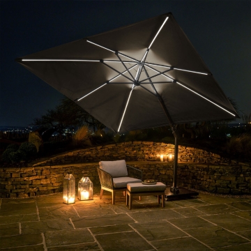 Platimum Glow Challenger T2 3m Square Free Arm Parasol, Anthracite