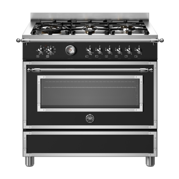 Bertazzoni 90cm Heritage Series 6 Burner Electric Oven, Nero Matt Black