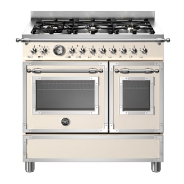 Bertazzoni 90cm Heritage Series 6 Burner Electric Double Oven, Avorio Ivory