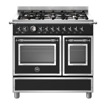 Bertazzoni 90cm Heritage Series 6 Burner Electric Double Oven, Nero Matt Black