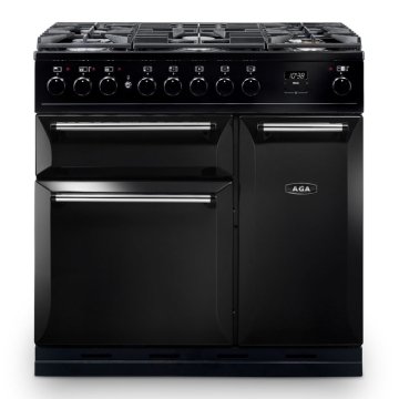 AGA Masterchef Deluxe 90cm Dual Fuel Range Cooker, Black