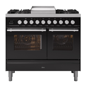 ILVE Roma 100cm Fry Top Twin Cavity Dual Fuel Range Cooker, Matt Graphite