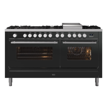 ILVE Roma 150cm Fry Top Twin Cavity Dual Fuel Range Cooker, Matt Graphite