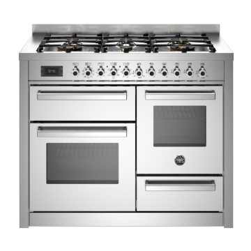 Bertazzoni 110cm Professional Series 6-Burner Electric Triple Oven, Stainless Steel