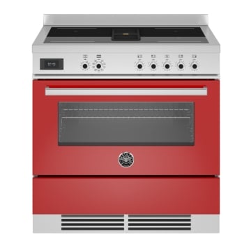 Bertazzoni 90cm Professional Series Air-Tec Induction Top And Integrated Hood, Rosso Red