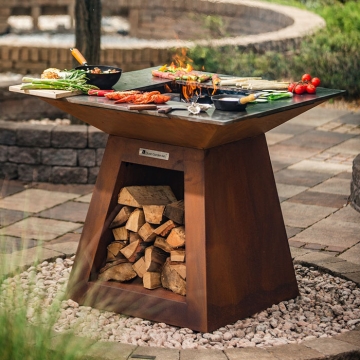 Quan Premium Large Wood Fired Grill, Corten