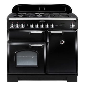 Rangemaster Classic Deluxe 100cm Dual Fuel Range Cooker, Gloss Black