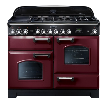 Rangemaster Classic Deluxe 110cm Dual Fuel Range Cooker, Cranberry 